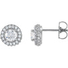 Pair of 1 CTTW Entourage Friction Post Stud Earrings in 14k White Gold