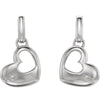 Sterling Silver .015 CTW Diamond Heart Dangle Earrings