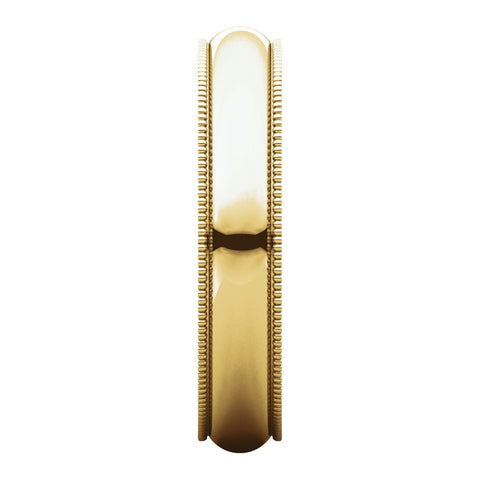 14k Yellow Gold 4mm Milgrain Comfort Fit Band, Size 9.5