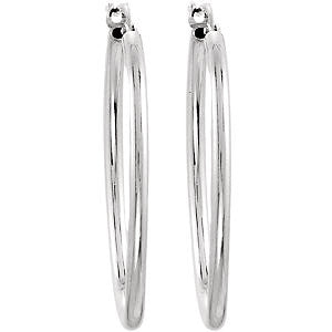 Sterling Silver 18x24mm Oval Tube Hoop Earrings