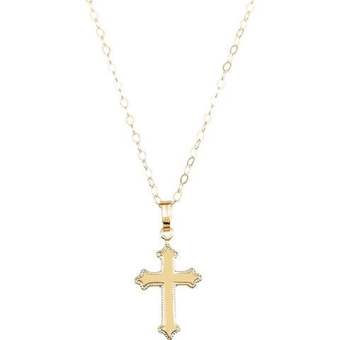 Kid's Cross 15-inch Necklace in 14k Yellow Gold