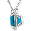 14k White Gold Swiss Blue Topaz & .06 CTW Diamond 16" Necklace