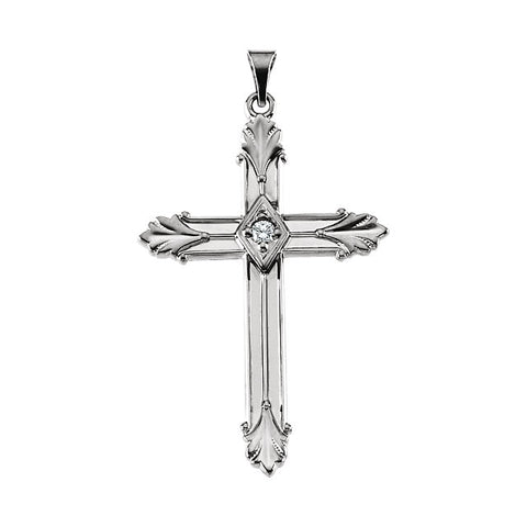 14k White Gold .06 CTW Diamond Cross Pendant
