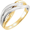 14K Two-Tone Gold Overlap Hammered Ring (Size 6)