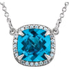 14k White Gold Swiss Blue Topaz & 0.06 ctw. Diamond 16-inch Necklace