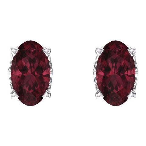 14k White Gold Mozambique Garnet Earrings