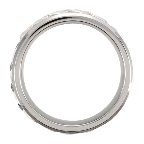 Titanium & Sterling Silver Inlay 7mm Woven Band Size 10.5