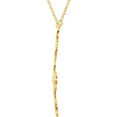 14k Yellow Gold Flower & Butterfly 18" Necklace