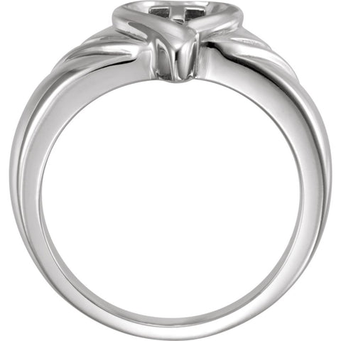 14k White Gold Heart & Cross Ring , Size 7
