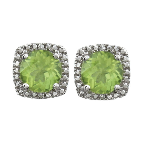 Sterling Silver Peridot & .015 CTW Diamond Earrings
