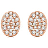 14k Rose Gold 1/6 CTW Diamond Oval Cluster Earrings