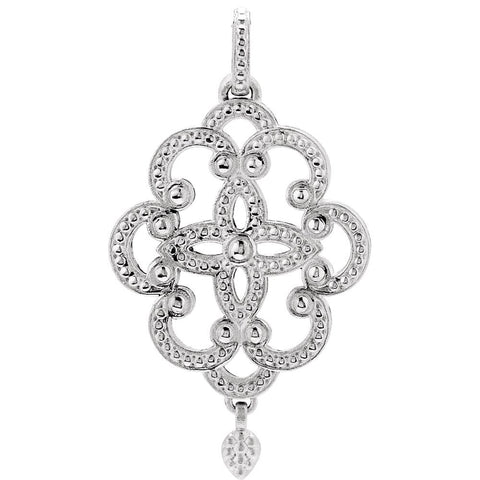14k White Gold Granulated Pendant or Necklace