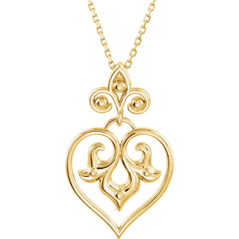 14k Yellow Gold Decorative Dangle 18" Necklace