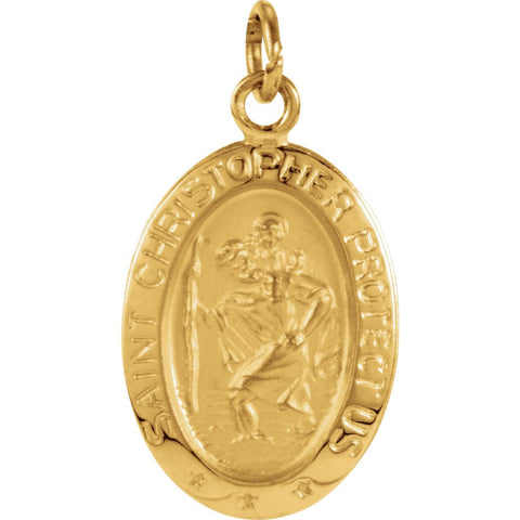 14k Yellow Gold 15x11mm Oval St. Christopher Medal