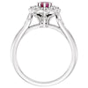 14k White Gold Ruby & 1/10 CTW Diamond Ring, Size 7