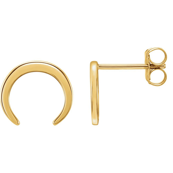 14k Yellow Gold Crescent Earrings