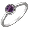 14K White Gold Amethyst "February" Birthstone Ring (Size 6)