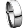 14k White Gold 6mm Light Comfort Fit Milgrain Band , Size 11