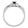 14k White Gold 1/6 CTW Diamond & 6x4mm Blue Sapphire Ring, Size 7