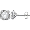 Pair of 0.015 CTTW Halo-Styled Button Earrings in Sterling Silver