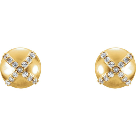 14k Yellow Gold 1/8 CTW Diamond Earrings