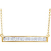 14k Yellow Gold 1/2 ctw. Diamond Baguette Horizontal Bar 16-18-inch Necklace