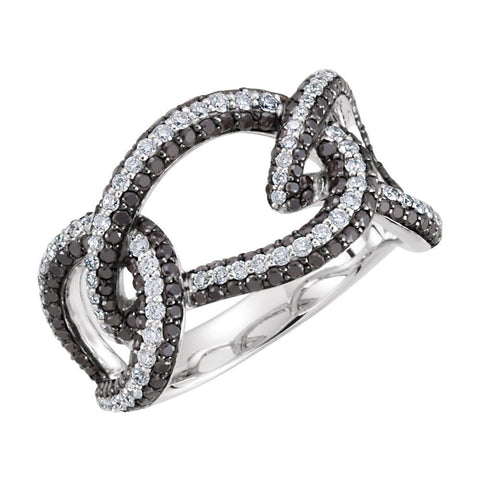 14k White Gold Interlocking Ring, Size 6