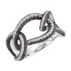 1 5/8 CTTW 14K White Gold with Black Rhodium Black and White Diamond Ring in 14K White Gold ( Size 6 )