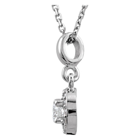 14k White Gold Halo-Style Pendant or Necklace