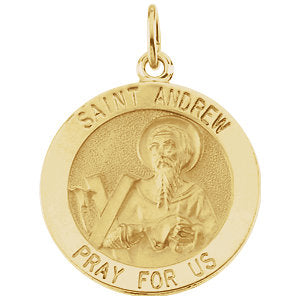 14k Yellow Gold 22mm Round St. Andrew Medal