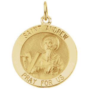 14k Yellow Gold 12mm Round St. Andrew Medal