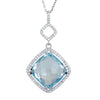 Halo-Styled Antique Square Shape Dangle Necklace in Sterling Silver ( 18 Inch Chain )