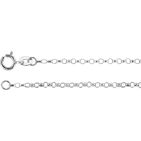 14k White Gold 1.5mm Hollow Belcher Rolo 24" Chain