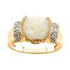 14k Yellow Gold Opal, Pink Tourmaline & 1/6 CTW Diamond Ring, Size 7