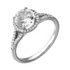 14K White Gold Created White Sapphire & 1/5 CTW Diamond Ring (Size 6)