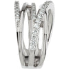 14k White Gold 1/2 CTW Diamond Criss Cross Ring, Size 7
