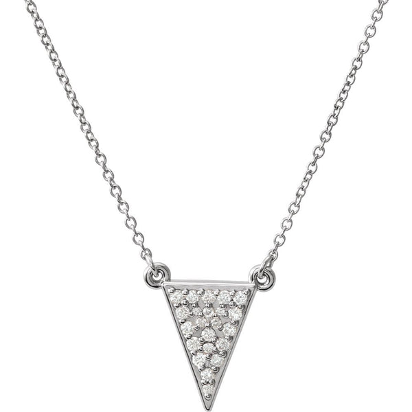 14k White Gold 1/5 CTW Diamond Triangle 16.5" Necklace