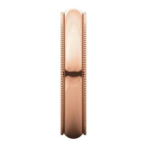 14k Rose Gold 4mm Milgrain Band, Size 7
