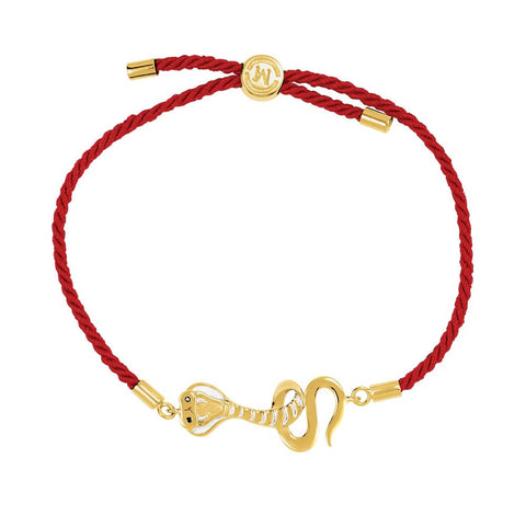 18k Yellow Gold Vermeil Serpent Red Satin 8" Bracelet for Temptation