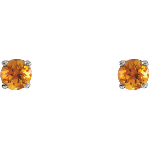 Sterling Silver Imitation Citrine Youth Earrings