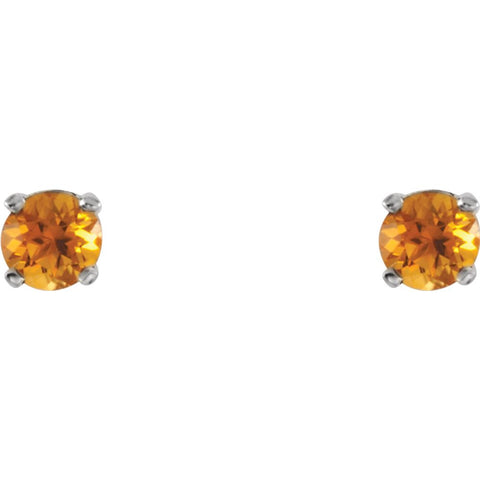 14k White Gold Imitation Citrine Youth Earrings