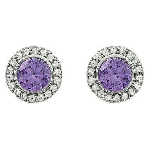Sterling Silver Purple Cubic Zirconia Earrings