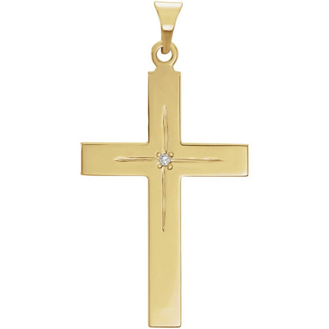 14k Yellow Gold 27x18mm Diamond Cross Pendant