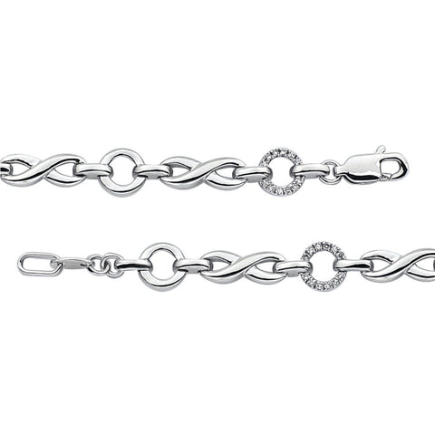 14k White Gold 1/5 CTW Diamond Infinity-Inspired Link 7.5" Bracelet