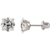 Pair of 07.00 mm Inverness Palladium Plated Square Cubic Zirconia Earrings in Nickel Plated