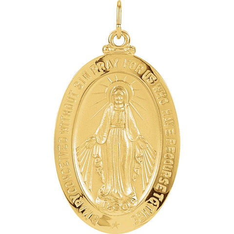 14k Yellow Gold 29x20mm Oval Miraculous Medal