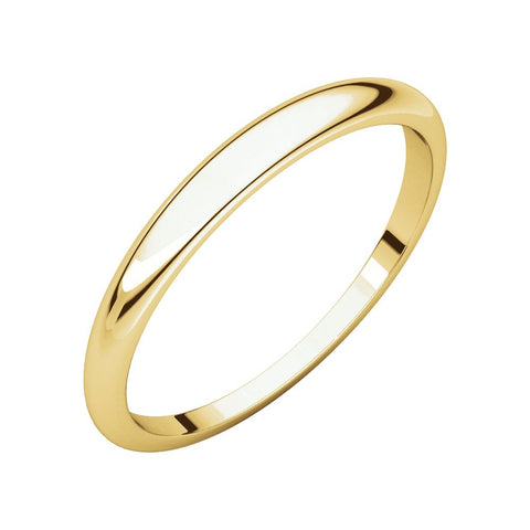 14k Yellow Gold 2.5mm Half Round Tapered Band, Size 6