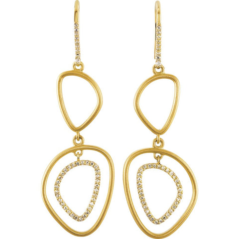 Sterling Silver & 14k Yellow Gold 3/8 CTW Diamond Open Silhouette Earrings