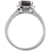 14k White Gold Mozambique Garnet & 1/6 CTW Diamond Ring, Size 7