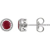 14K White Gold Ruby "July" Birthstone Earrings